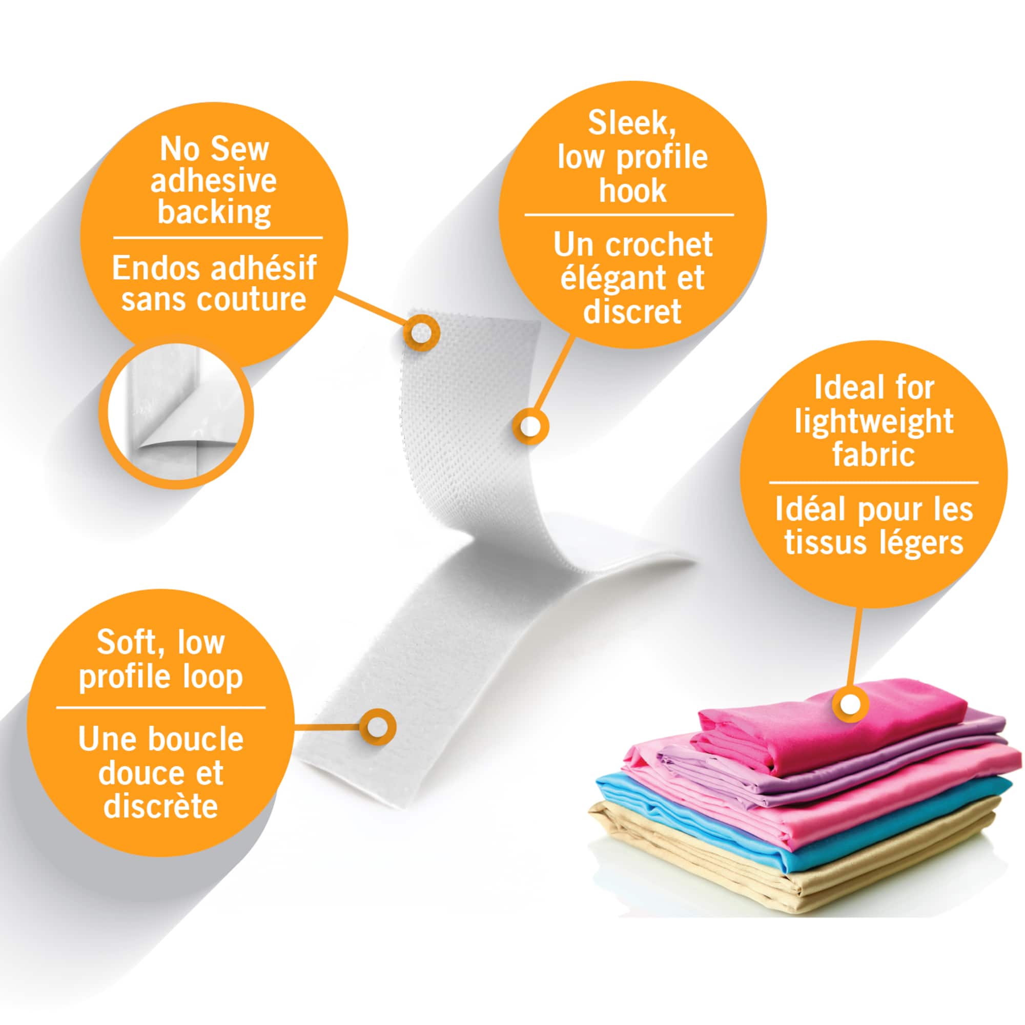 VELCRO® Brand Sleek & Thin™ Stick On White Fastener Roll